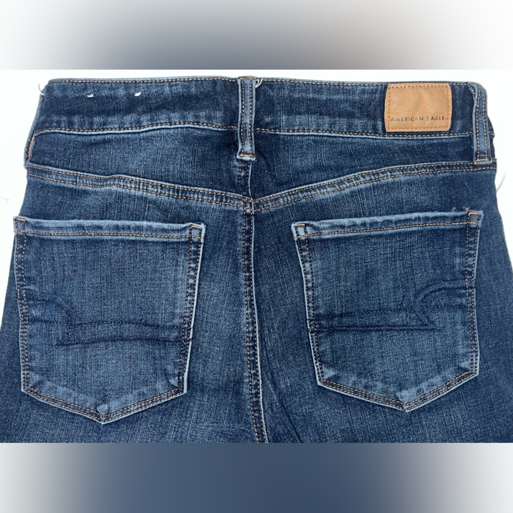 American Eagle Outfitters Dark Blue Ripped Skinny Jeans - Picture 3 of 4